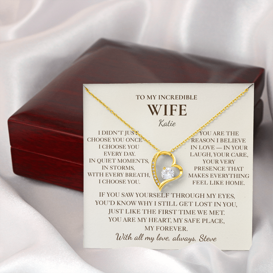 To My Wife Necklace - Personalized Romantic Gift with Message Card