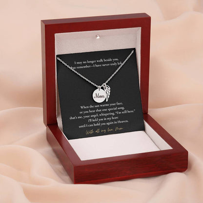 Memorial Jewelry for Loss of Mom – Remembrance Necklace with Angel Wing – Sympathy Gift Keepsake