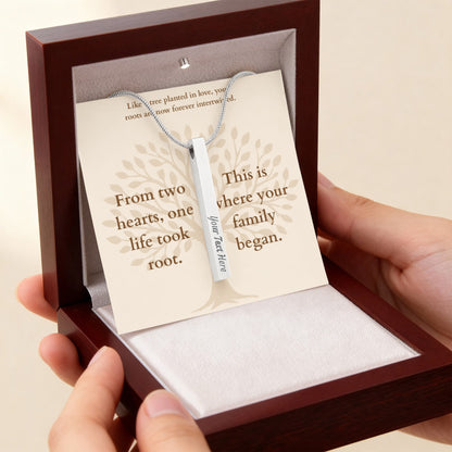 Personalized Family Tree Necklace for New Parents – Custom Engraved Pendant with Baby Name & Birth Date