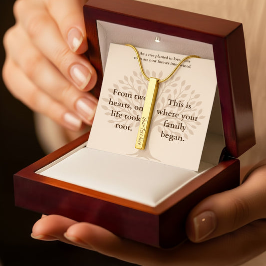 Personalized Family Tree Necklace for New Parents – Custom Engraved Pendant with Baby Name & Birth Date