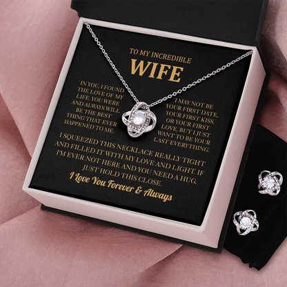 To My Wife Love Knot Necklace & Earring Set
