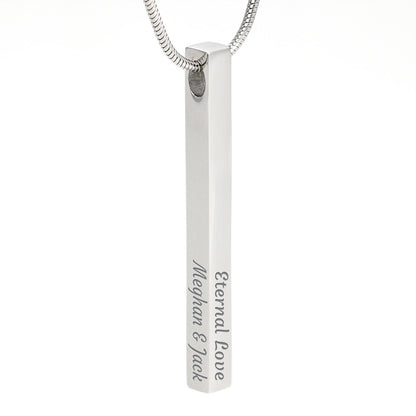 Custom 4-Sided Engraved Bar Necklace – Personalized Mom Gift with Kids' Names, Mother's Day Jewelry Keepsake