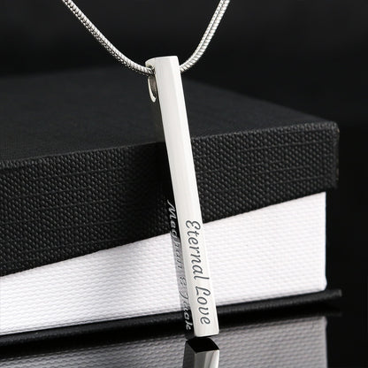 Custom 4-Sided Engraved Bar Necklace – Personalized Mom Gift with Kids' Names, Mother's Day Jewelry Keepsake
