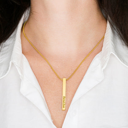 Custom 4-Sided Engraved Bar Necklace – Personalized Mom Gift with Kids' Names, Mother's Day Jewelry Keepsake