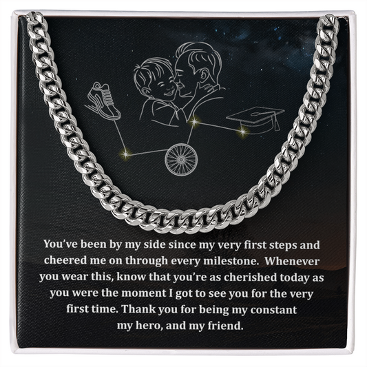 Dad's Cuban Link Chain Necklace – Silver or Gold Men's Jewelry Gift for Father's Day