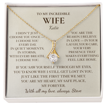 To My Wife Necklace - Personalized Romantic Gift Set with Message Card