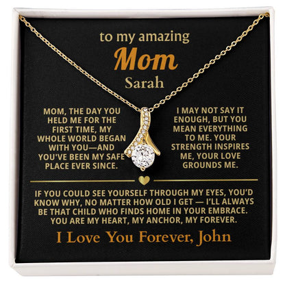 Personalized To My Mom Necklace - Heartfelt Alluring Beauty Gift Set for Christmas, Mother's Day or Birthday