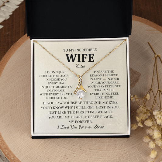 Personalized To My Wife Necklace - Romantic Gift Set with Message Card