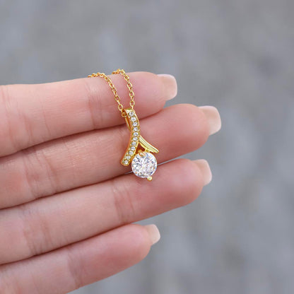 To My Daughter Necklace from Mom – Heart Pendant with Message Card in Soft Touch or Luxury Mahogany Box (Perfect Birthday, Graduation, or Christmas Gift)