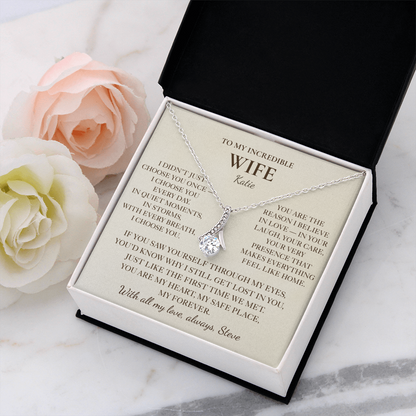 To My Wife Necklace - Personalized Romantic Gift Set with Message Card