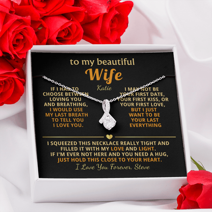 Personalized To My Wife Necklace - Heartfelt Gift Set for Christmas, Anniversary or Birthday