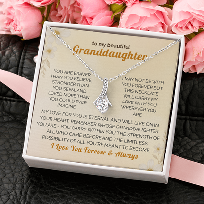 Granddaughter Gift Necklace - Jewelry with Inspirational Message from Grandma or Grandpa