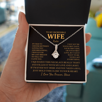 Personalized To My Wife Necklace - Romantic Gift Set with Message Card for Christmas, Anniversary or Birthday