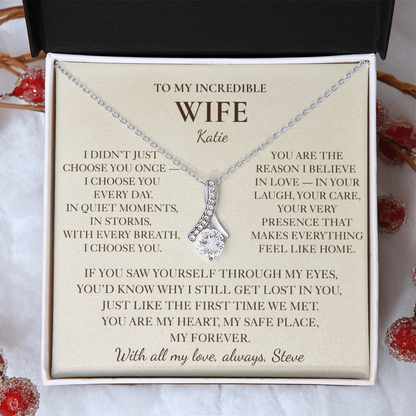 To My Wife Necklace - Personalized Romantic Gift Set with Message Card