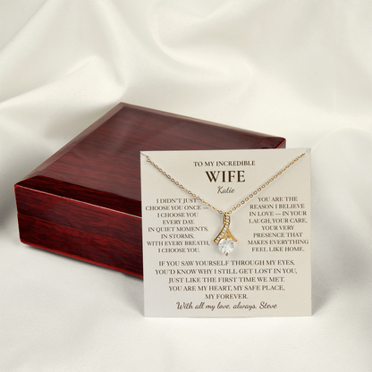 To My Wife Necklace - Personalized Romantic Gift Set with Message Card