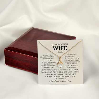 Personalized To My Wife Necklace - Romantic Gift Set with Message Card