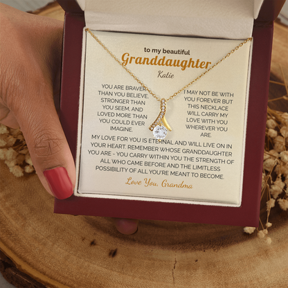 Personalized Granddaughter Gift Necklace - Jewelry with Inspirational Message from Grandma or Grandpa