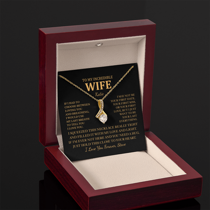 Personalized To My Wife Necklace - Romantic Gift Set with Message Card for Christmas, Anniversary or Birthday