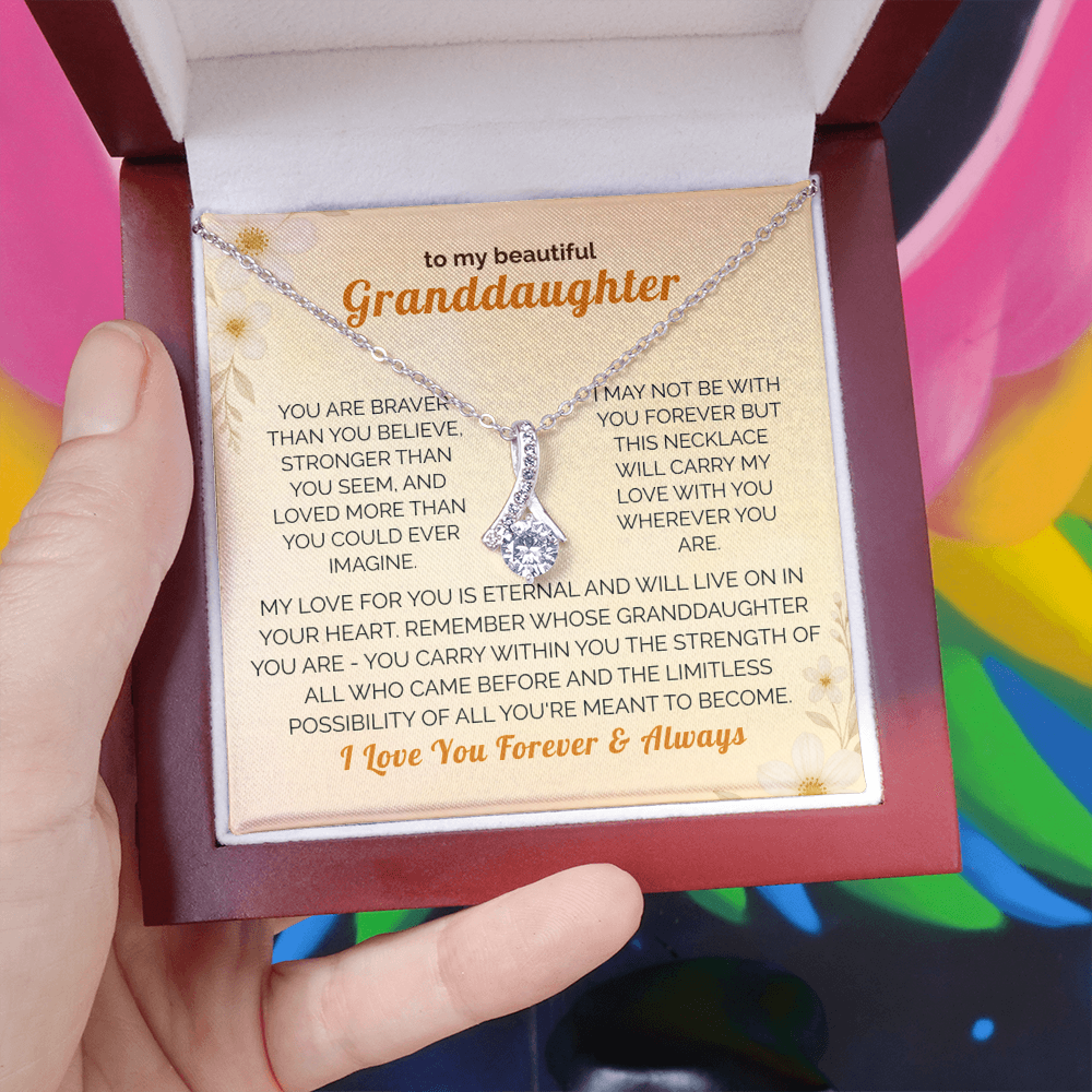 Granddaughter Gift Necklace - Jewelry with Inspirational Message from Grandma or Grandpa