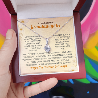 Granddaughter Gift Necklace - Jewelry with Inspirational Message from Grandma or Grandpa
