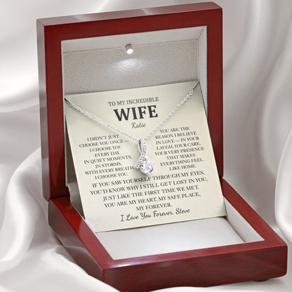 Personalized To My Wife Necklace - Romantic Gift Set with Message Card