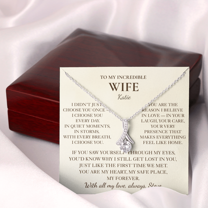 To My Wife Necklace - Personalized Romantic Gift Set with Message Card