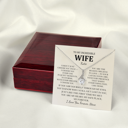 Personalized To My Wife Necklace - Romantic Gift Set with Message Card