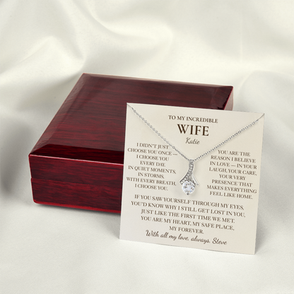 To My Wife Necklace - Personalized Romantic Gift Set with Message Card