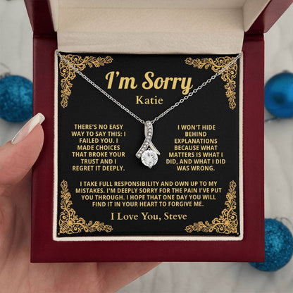 Personalized Apology Necklace for Her - Wife,  Girlfriend, Sister, Friend - I am Sorry, Forgive me Gift for Christmas or Other Occasions