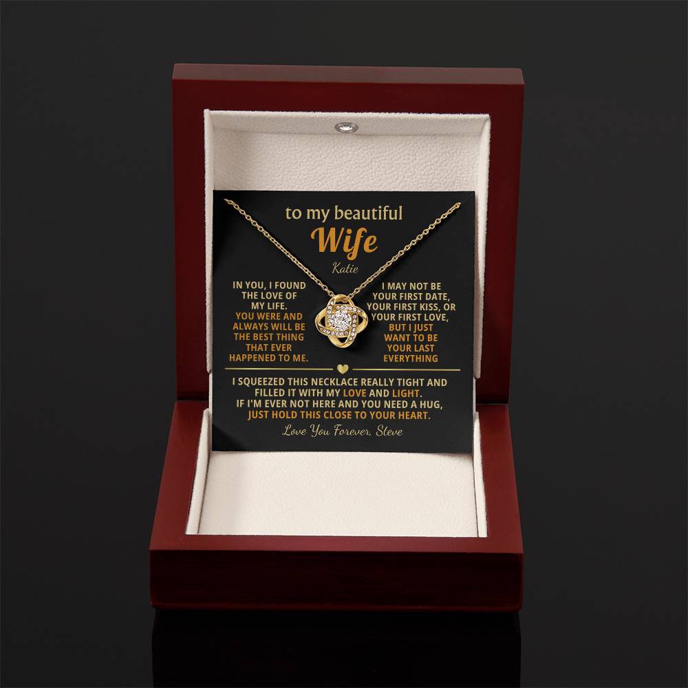 Personalized To My Wife Necklace - ''In You I Found The Love of My Life'' - Heartfelt Love Knot Gift Set for Christmas, Anniversary or Birthday