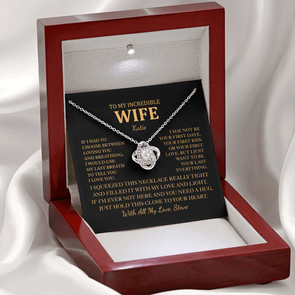 Personalized To My Wife Necklace - Romantic Love Knot Gift Set for Christmas, Anniversary or Birthday