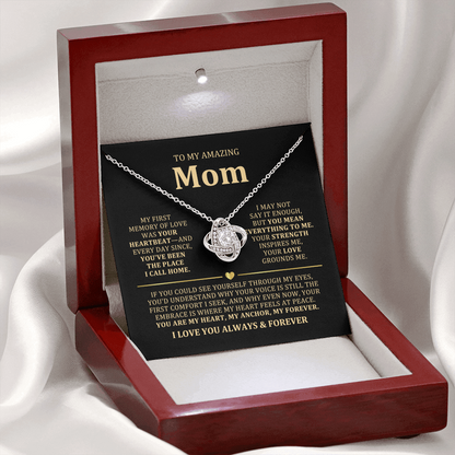 To My Mom Necklace - Heartfelt Love Knot Gift Set for Christmas, Mother's Day or Birthday