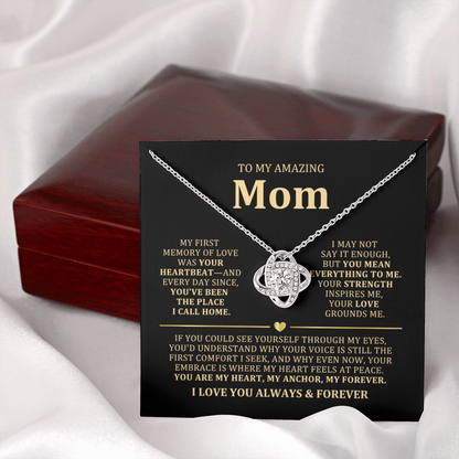 To My Mom Necklace - Heartfelt Love Knot Gift Set for Christmas, Mother's Day or Birthday