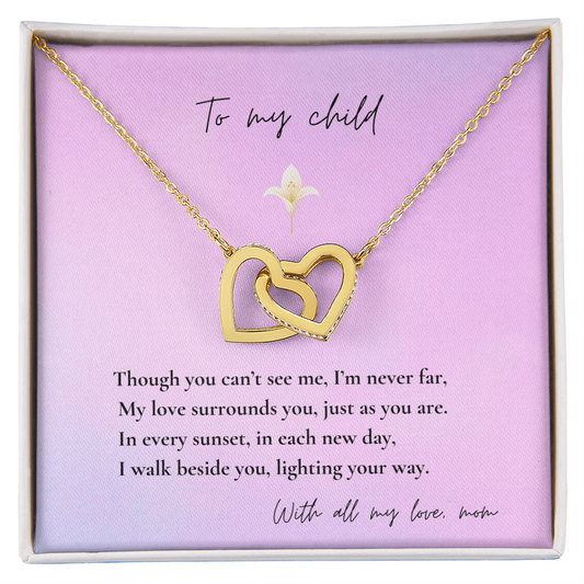 Loss of Mom Memorial Necklace – Interlocking Hearts Jewelry in Gold & Silver | Sympathy Gift for Daughter or Son Missing Mother