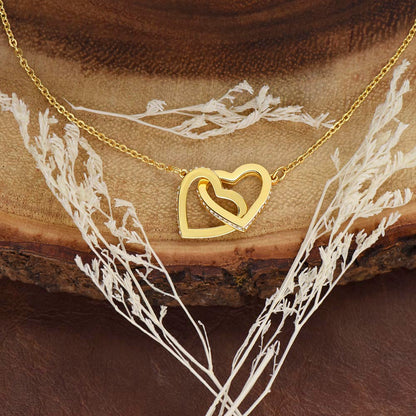 Personalized Granddaughter Gift Necklace - Interlocking Hearts Necklace with Message from Grandma or Grandpa