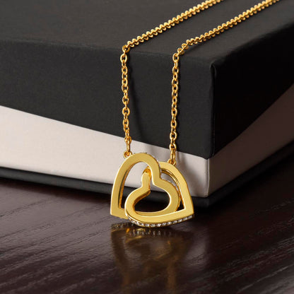 Personalized Granddaughter Gift Necklace - Interlocking Hearts Necklace with Message from Grandma or Grandpa (white card)