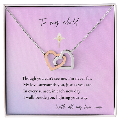 Loss of Mom Memorial Necklace – Interlocking Hearts Jewelry in Gold & Silver | Sympathy Gift for Daughter or Son Missing Mother