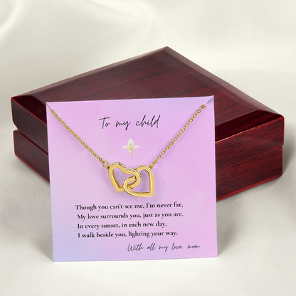 Loss of Mom Memorial Necklace – Interlocking Hearts Jewelry in Gold & Silver | Sympathy Gift for Daughter or Son Missing Mother