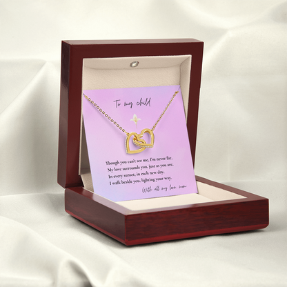 Loss of Mom Memorial Necklace – Interlocking Hearts Jewelry in Gold & Silver | Sympathy Gift for Daughter or Son Missing Mother