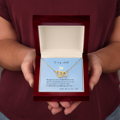 Loss of Dad Memorial Necklace – Interlocking Hearts Jewelry in Gold & Silver | Sympathy Gift for Daughter or Son Missing Father