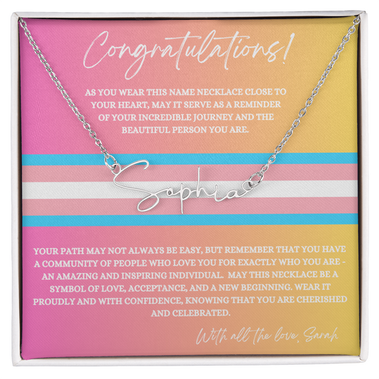 Personalised Gift for Trans · Transgender Name Change Necklace · Trans Pride Month Gift Idea · Transition Gift LGBTQ