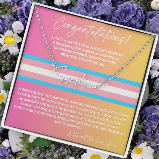 Personalised Gift for Trans - Transgender Name Change Necklace - Trans Pride Month Gift Idea - Transition Gift