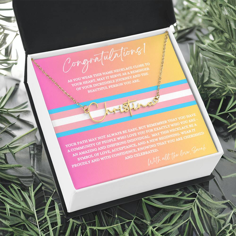 Personalised Gift for Trans - Transgender Name Change Necklace - Trans Pride Month Gift Idea - Transition Gift