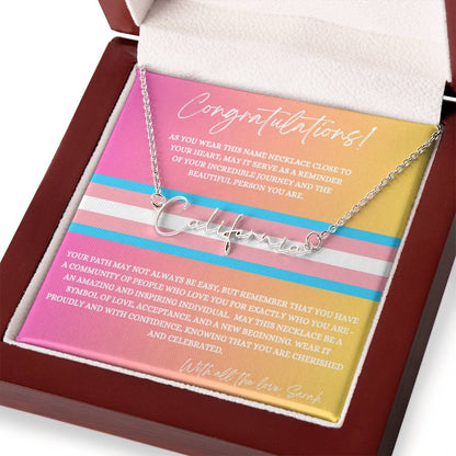 Personalised Gift for Trans - Transgender Name Change Necklace - Trans Pride Month Gift Idea - Transition Gift
