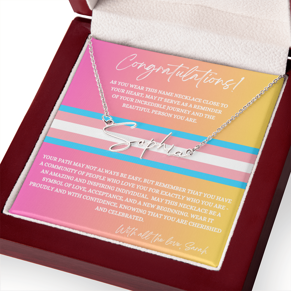 Personalised Gift for Trans - Transgender Name Change Necklace - Trans Pride Month Gift Idea - Transition Gift