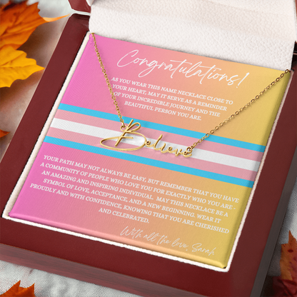 Personalised Gift for Trans - Transgender Name Change Necklace - Trans Pride Month Gift Idea - Transition Gift