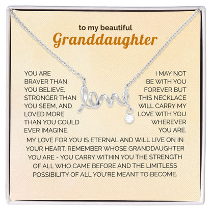 Granddaughter Gift Necklace - Love Necklace with Message from Grandma or Grandpa