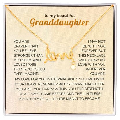 Granddaughter Gift Necklace - Love Necklace with Message from Grandma or Grandpa