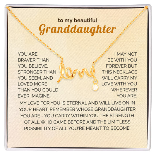 Granddaughter Gift Necklace - Love Necklace with Message from Grandma or Grandpa