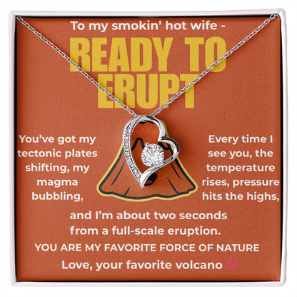 Funny Husband to Wife Gift – “To My Smokin' Hot Wife” Volcano Message Card with Necklace